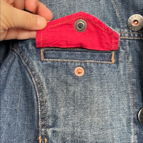 Tommy Hilfiger M Distressed Blue Jean Jacket Metal button closure pockets 2005 - Picture 9 of 16